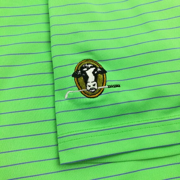 Donald Ross Stonewall Links Polo Shirt Striped Green Blue Mens XL - Picture 3 of 8